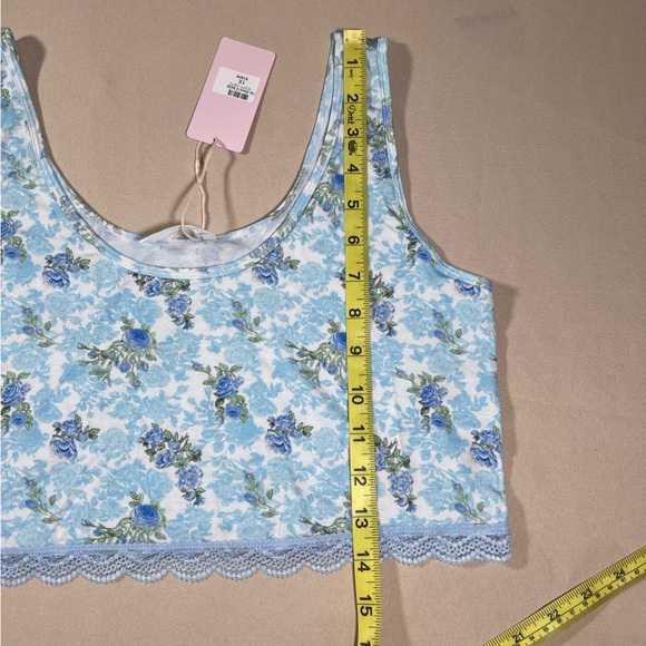 LoveShackFancy Wells Bralette Baby Blue Promise Floral‎ Lace Lounge Size XL NWT - Picture 2 of 8